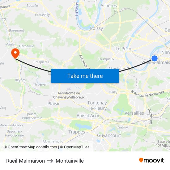 Rueil-Malmaison to Montainville map