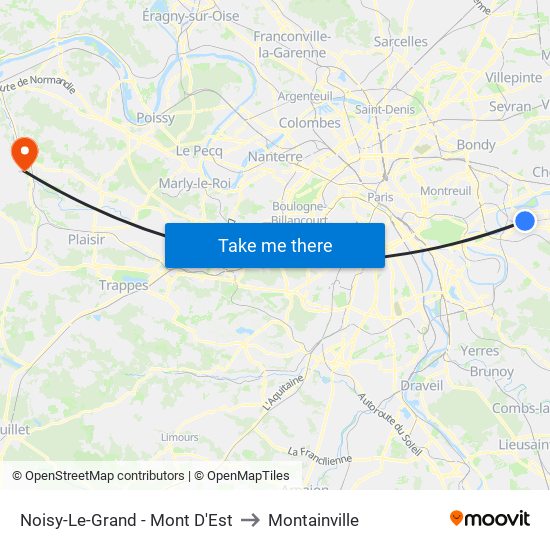 Noisy-Le-Grand - Mont D'Est to Montainville map