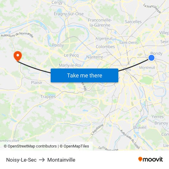 Noisy-Le-Sec to Montainville map