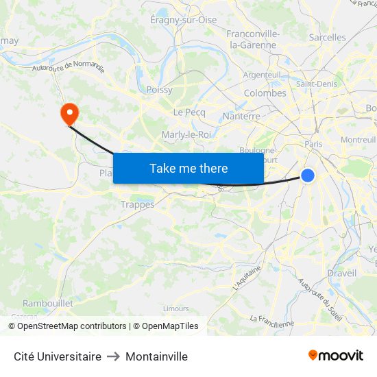 Cité Universitaire to Montainville map