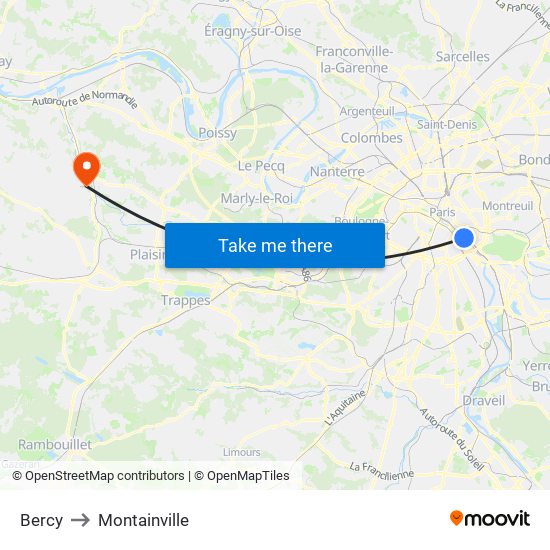 Bercy to Montainville map