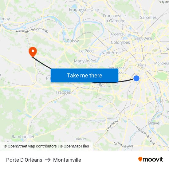 Porte D'Orléans to Montainville map