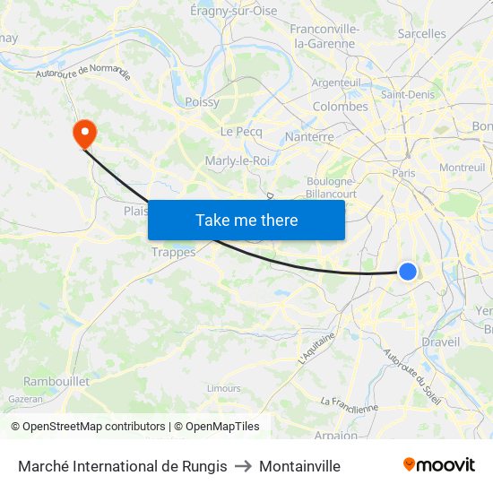 Marché International de Rungis to Montainville map