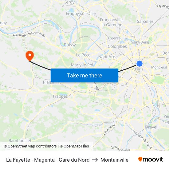 La Fayette - Magenta - Gare du Nord to Montainville map