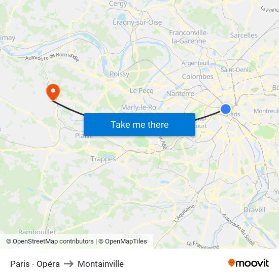 Paris - Opéra to Montainville map