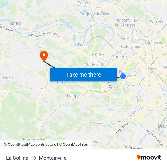 La Colline to Montainville map