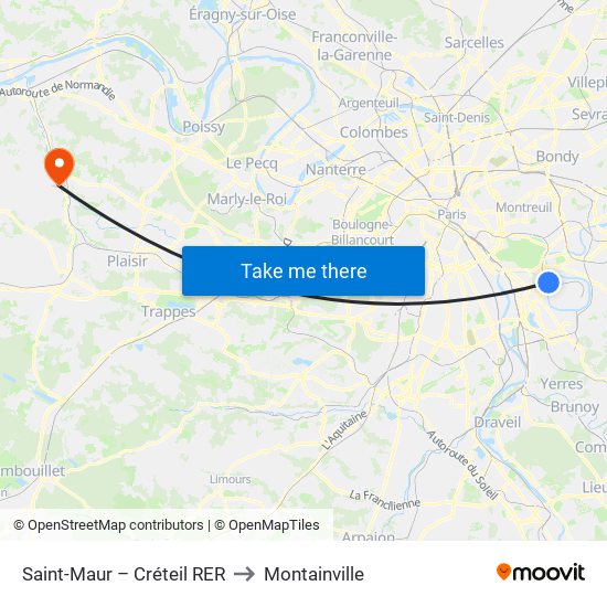 Saint-Maur – Créteil RER to Montainville map