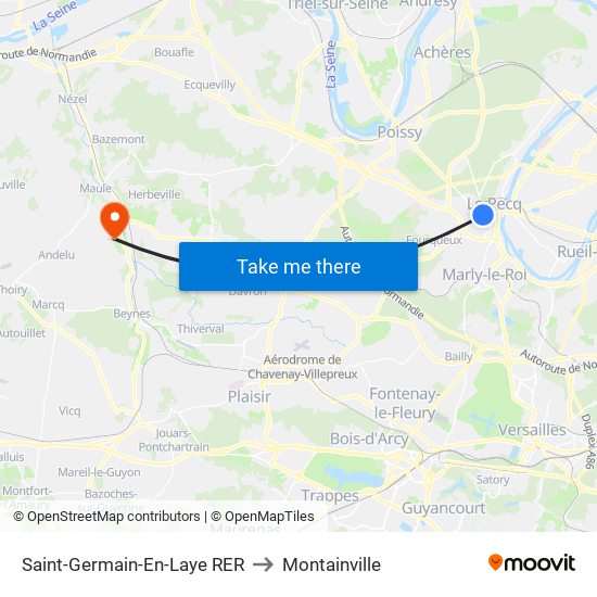 Saint-Germain-En-Laye RER to Montainville map