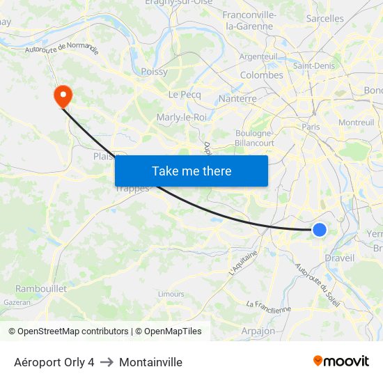 Aéroport Orly 4 to Montainville map