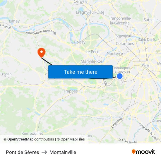 Pont de Sèvres to Montainville map