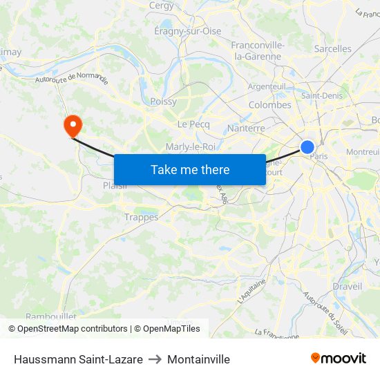 Haussmann Saint-Lazare to Montainville map