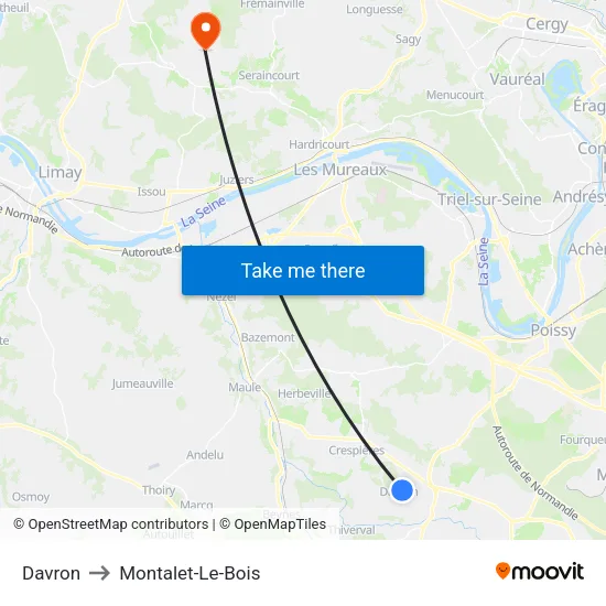 Davron to Montalet-Le-Bois map