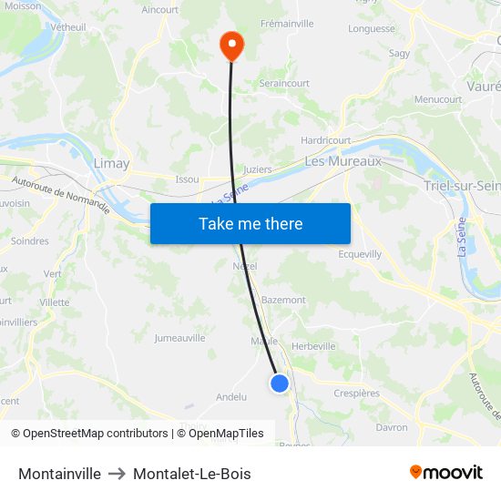 Montainville to Montalet-Le-Bois map