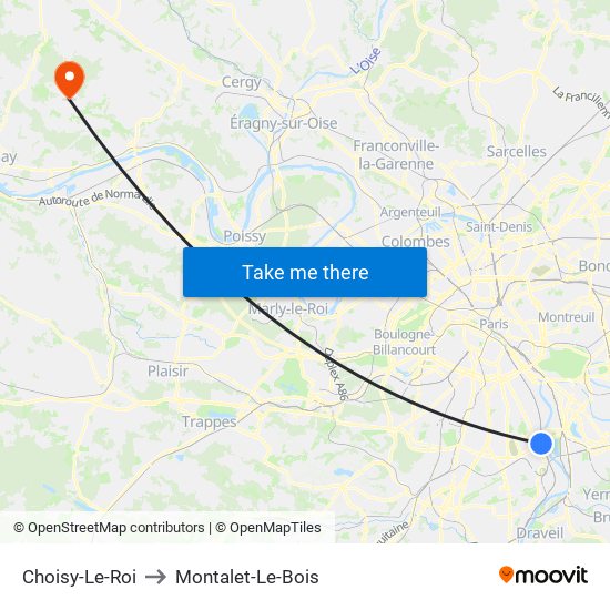 Choisy-Le-Roi to Montalet-Le-Bois map