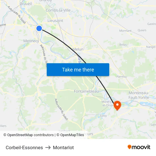 Corbeil-Essonnes to Montarlot map