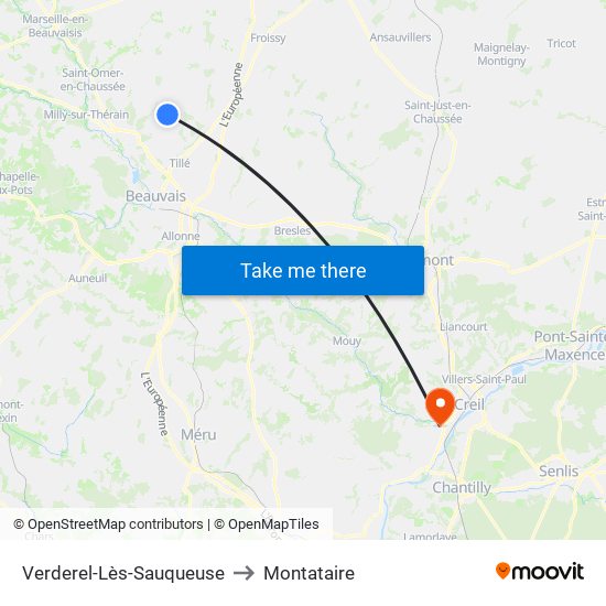 Verderel-Lès-Sauqueuse to Montataire map