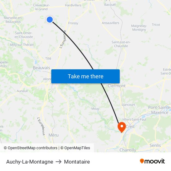 Auchy-La-Montagne to Montataire map