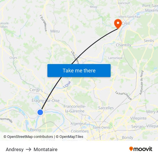 Andresy to Montataire map