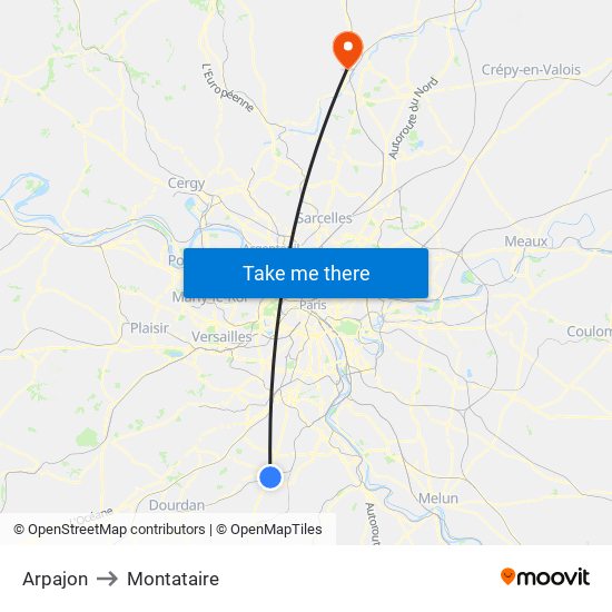 Arpajon to Montataire map
