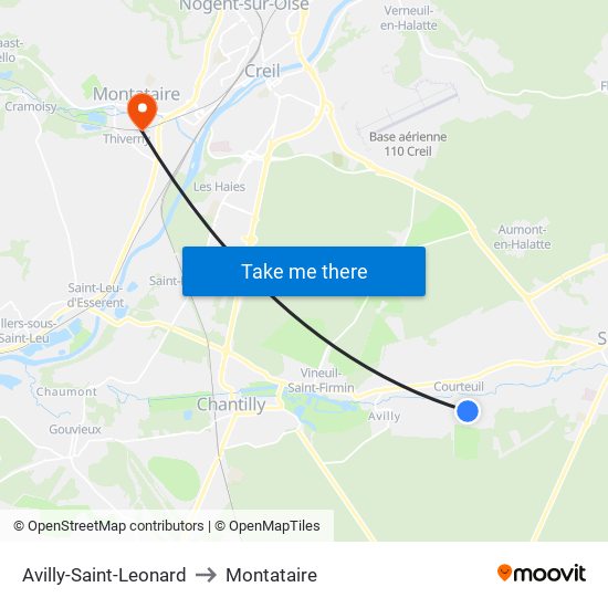 Avilly-Saint-Leonard to Montataire map