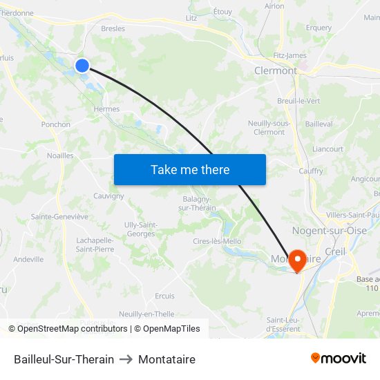 Bailleul-Sur-Therain to Montataire map