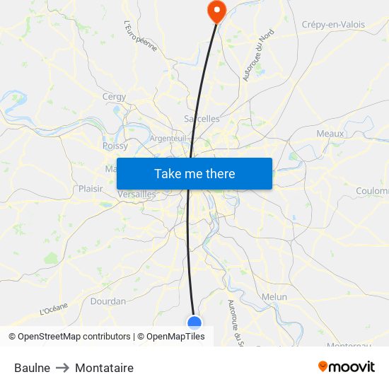 Baulne to Montataire map