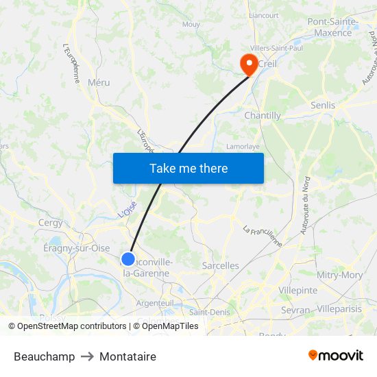 Beauchamp to Montataire map