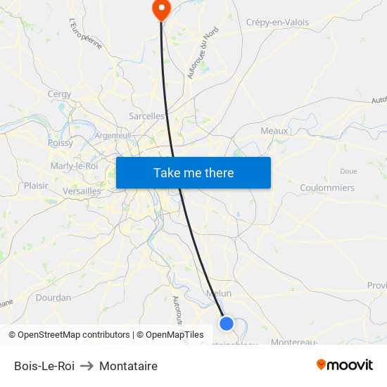 Bois-Le-Roi to Montataire map