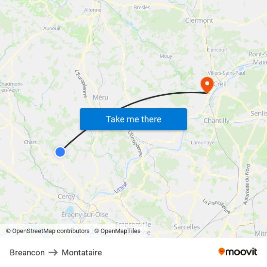 Breancon to Montataire map
