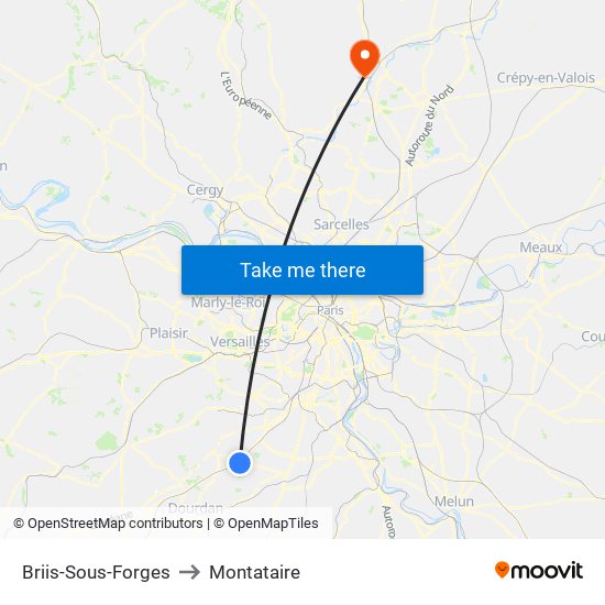 Briis-Sous-Forges to Montataire map