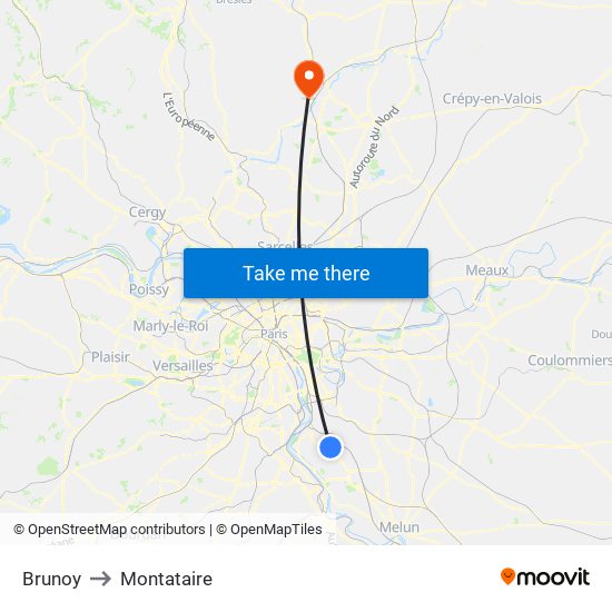 Brunoy to Montataire map