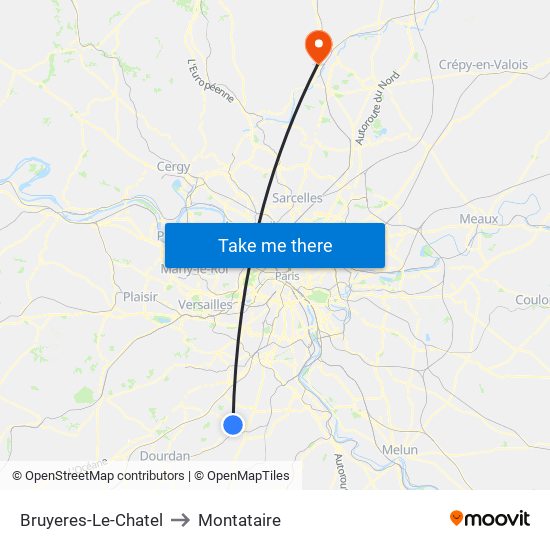 Bruyeres-Le-Chatel to Montataire map