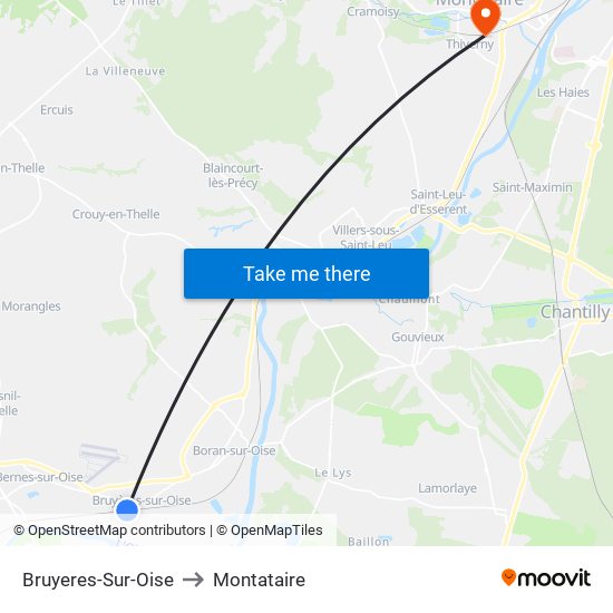 Bruyeres-Sur-Oise to Montataire map