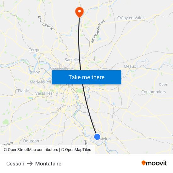 Cesson to Montataire map