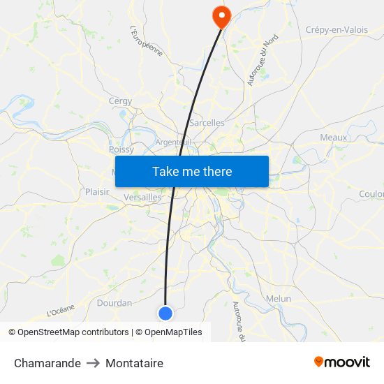 Chamarande to Montataire map