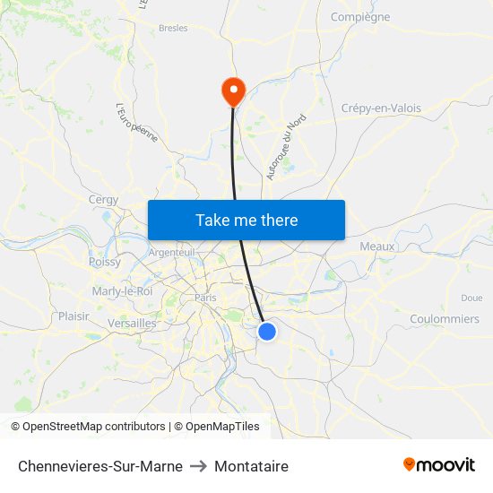Chennevieres-Sur-Marne to Montataire map