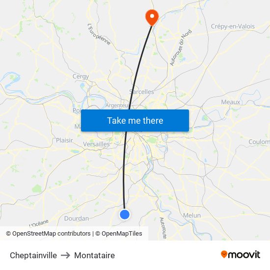 Cheptainville to Montataire map