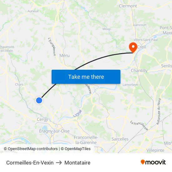 Cormeilles-En-Vexin to Montataire map