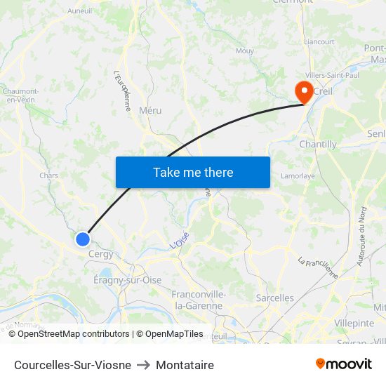 Courcelles-Sur-Viosne to Montataire map