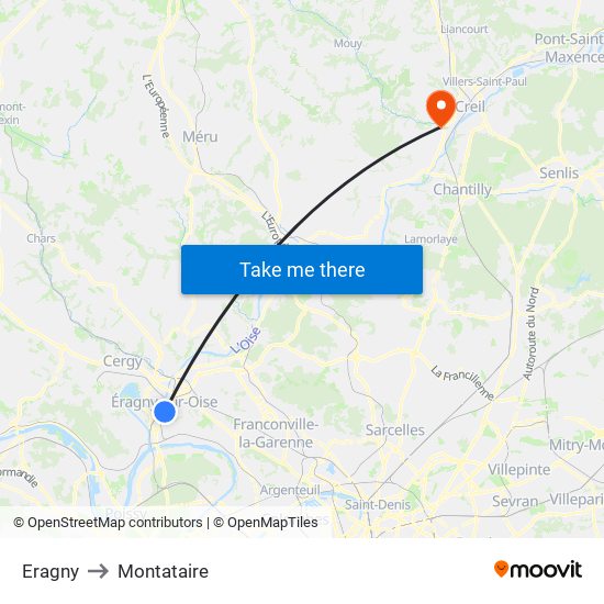 Eragny to Montataire map