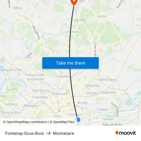 Fontenay-Sous-Bois to Montataire map