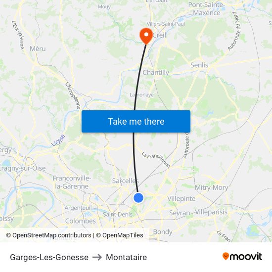 Garges-Les-Gonesse to Montataire map