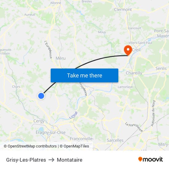 Grisy-Les-Platres to Montataire map