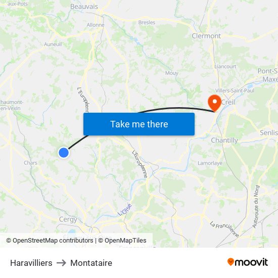 Haravilliers to Montataire map