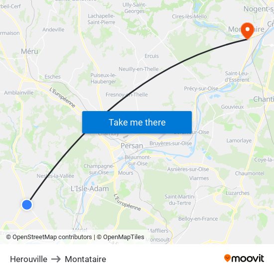 Herouville to Montataire map