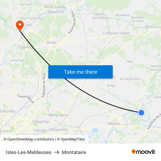 Isles-Les-Meldeuses to Montataire map