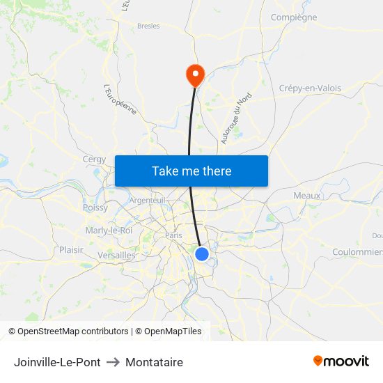 Joinville-Le-Pont to Montataire map