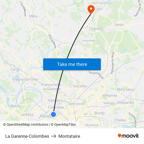 La Garenne-Colombes to Montataire map