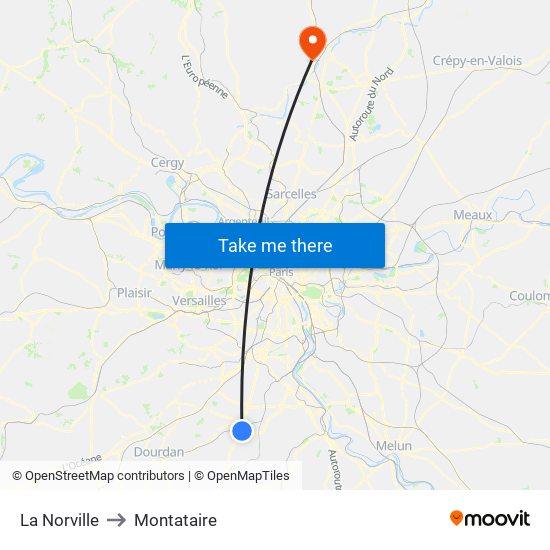 La Norville to Montataire map