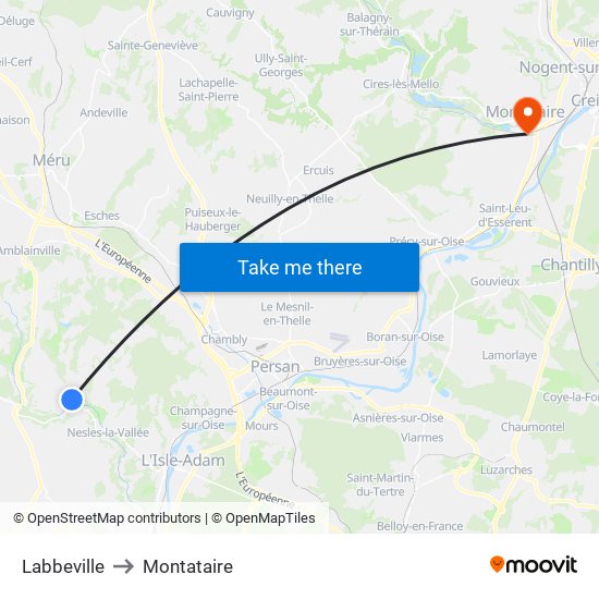 Labbeville to Montataire map